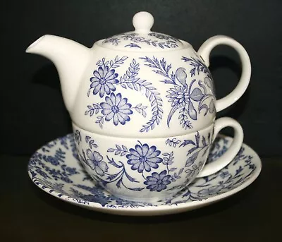 Buy Roy Kirkham Staffordshire Fine Bone China Tea For One  ' Old English Blue'  NEW • 15.99£