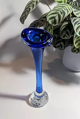 Buy Swedish Åseda Glasbruk Jack In The Pulpit Stem Glass Vase Cobalt Blue Bullicante • 9.69£