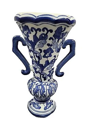 Buy Wall Pocket Vase Blue White Hand Painted 11.5 X 7 Inches Silvestri • 18.34£