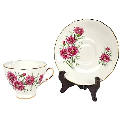 Buy ROYAL VALE Pink Cornflower Footed Cup & Saucer England Bone China Ridgeway • 10.58£