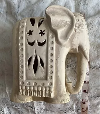Buy Stunning Cream Pottery Carved Out Elephant  • 8.99£