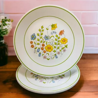 Buy Corelle Meadow 10” Dinner Plates Yellow Pink Blue Floral Flower Vintage Set Of 4 • 26.04£