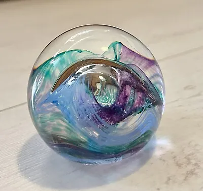 Buy Caithness Moon Crystal Paperweight Green Blue Pink Purple Swirled Glass Bubble • 7.50£
