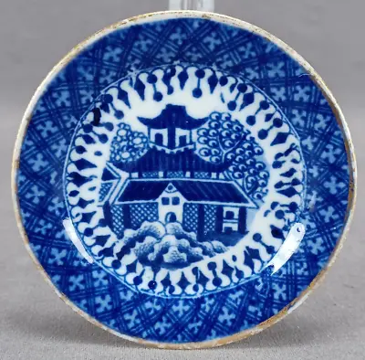 Buy Coalport Curly Pagodas Pattern Blue Transferware & Gold Toy Plate C.1800-1820 • 95.19£