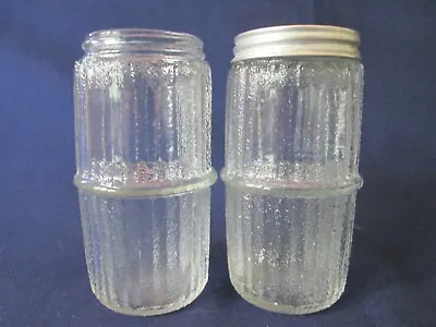 Buy SET 2 SPICE CANNISTER! Vintage DEPRESSION GLASS Kitchenware CRYSTAL TEXTURED Exc • 19.08£