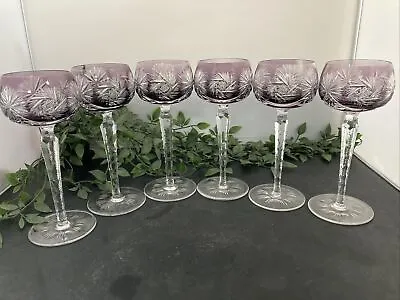 Buy Set Of 6 Vintage Amethyst Wine Glasses  • 70£