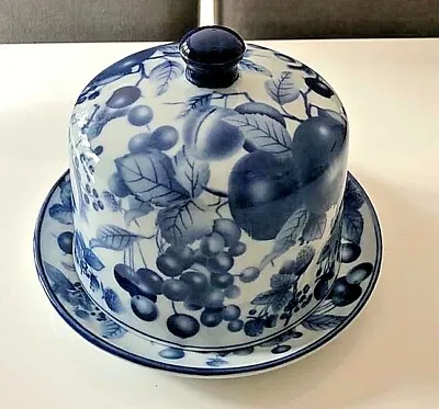 Buy ✅Vintage Victoria Ware Flow Blue & White Ironstone Cheese Dome - VGC✅ • 49.99£