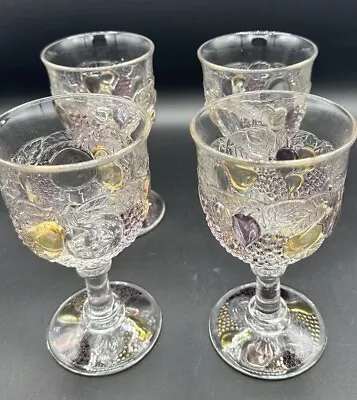 Buy Vintage Westmoreland Fruit Della Robbia Water Goblets Wine Glasses (set Of 4) • 39.82£