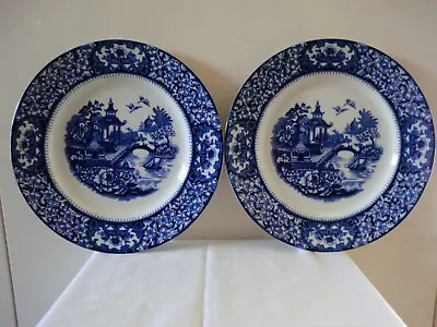 Buy Olde Alton Ware Staffordshire 10   ( 25 Cms ) Willow Blue & White Plates X2   • 10£