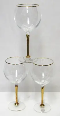 Buy Colony Crystal Czech Wine Glasses Gold Stem & Rim Hold 16 Ounces Set 3 • 28.94£
