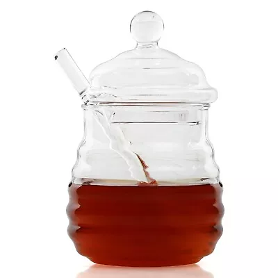 Buy Honey Pot Glass Jar With Dipper And Lid Cover • 14.49£