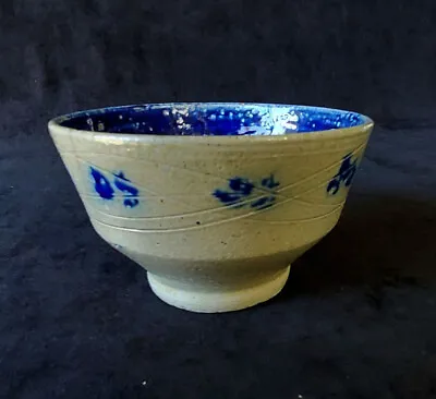 Buy Vintage Jugtown Incised Salt Glazed/ Cobalt Blue Detailed Pottery Bowl • 48.26£