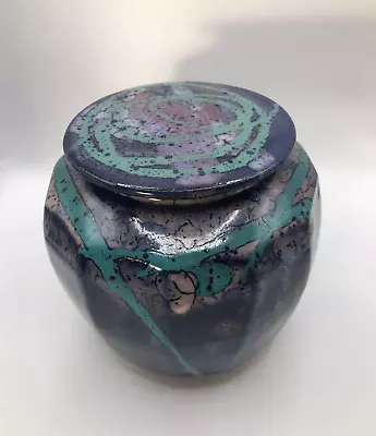 Buy PAUL JESELSKIS Studio Art Pottery VASE GINGER JAR With Lid Purple Teal SIGNED • 58.59£