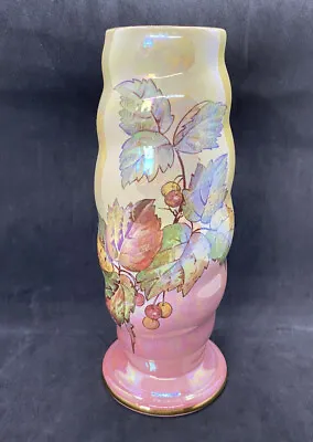 Buy Royal Winton Grimwades - Lustre Vase Pink Yellow - Leaves And Berrys 24.5cm (b7) • 17.50£