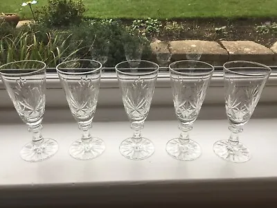 Buy 5 Cut Glass Liqueur/ Sherry Glasses Good Used Condition  • 4£