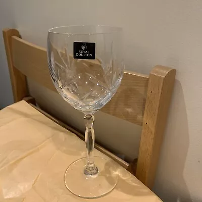 Buy New Royal Doulton Cut Crystal Long Stemmed Wine Glass With Label • 15£