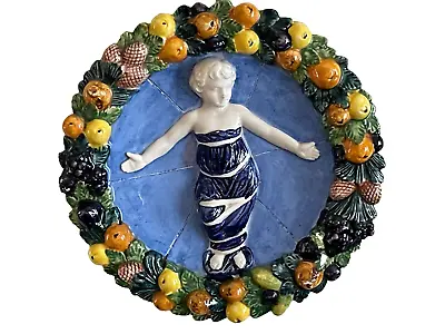Buy Vintage Italian Ceramic Della Robbia Jesus Christ Child Plaque • 143.11£