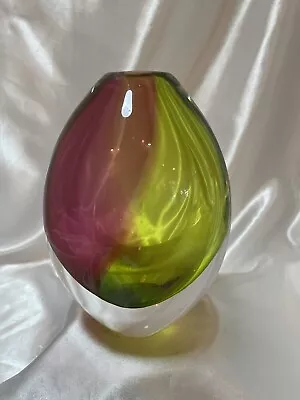 Buy Orrefors Crystal Shades Of Pink Green Bud Glass Vase  6  Tall Signed • 66.30£