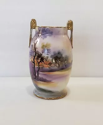 Buy Noritake M Vase 6 5/8 Inch Morimura Hand Painted Landscape Gold  Japan Antique • 48.25£