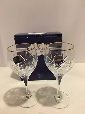 Buy Royal Doulton Crystal ASCOT GOLD Red Wine Glasses  New In Box -Set Of 2 - 7 1/8” • 42.52£