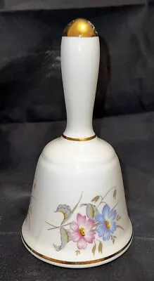 Buy Vintage PRINKNASH Pottery Gloucester England,  Gold Trim Blue/Pink Flowers Bell • 10.41£