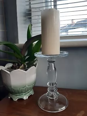 Buy Clear Glass Pillar Candle Holder Candlestick Pedestal Medium • 10£