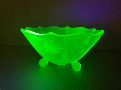 Buy Vaseline Green Glass Footed Candy Bowl • 23.62£