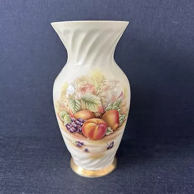 Buy Aynsley Orchard Gold Vase 23cm Vintage Bone China T3604 • 10£