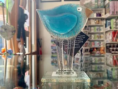 Buy Fused Glass Ornament Bird Ocean Blue - Nobilé Glassware - 1554-16 • 28.99£
