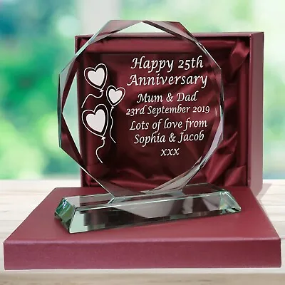 Buy Personalised 25th Silver Wedding Anniversary Engraved Cut Glass Gift • 24.99£