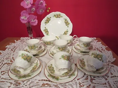 Buy Lovely  Vintage Bone China  Queen Anne Yellow Flowers Tea Set 21 Pieces • 30£