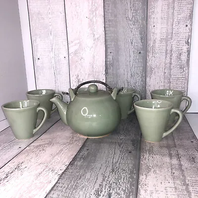 Buy Celedon Atmosphere Collection Teaset In Green Crackle Pattern Cups And Teapot • 24.99£