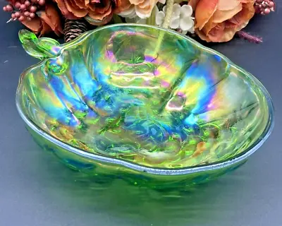Buy Indiana Green Carnival Glass Grape Fruit Bowl • 11.53£