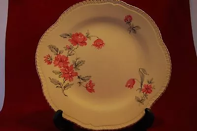 Buy Wood And Sons England Serving Plate Gilt Rim Pink Flowers • 12.99£