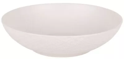 Buy Embossed Stoneware Pasta Bowls Soup Stew Cereal 19.5cm Malpica Mat Cream • 2.72£