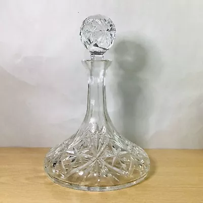 Buy Vintage Heavyweight Lead Crystal Cut Glass Ships Decanter With Stopper • 35£
