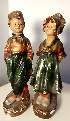 Buy Vintage- 2x Chalk Ware Figures- Dutch Boy & Girl- Rare Collectable- Decorative • 25£