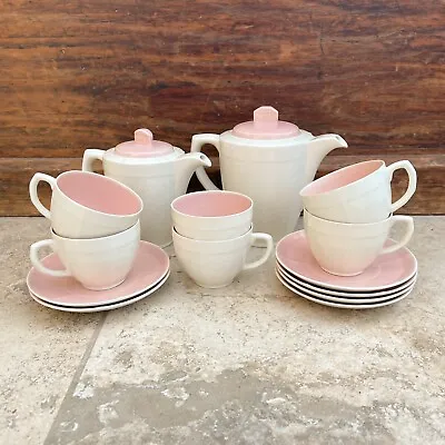 Buy Rare Poole Pottery Twintone Tea Coffee Set Pink Magnolia C81 Vintage 1940s • 39.95£