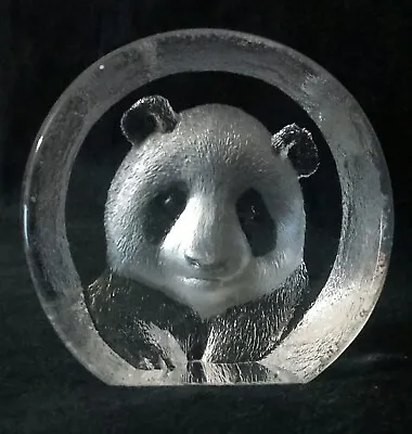 Buy Mats Jonasson Etched Lead Crystal Panda Paperweight Sweden Signed  • 6.99£