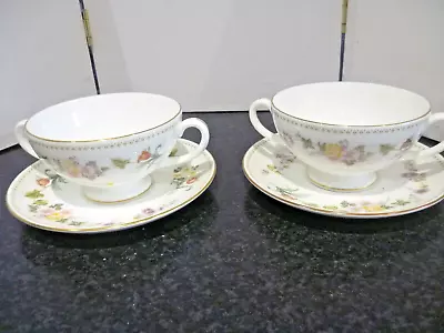 Buy Pair Of Wedgwood Mirabelle Soup Coups With Saucers • 40£