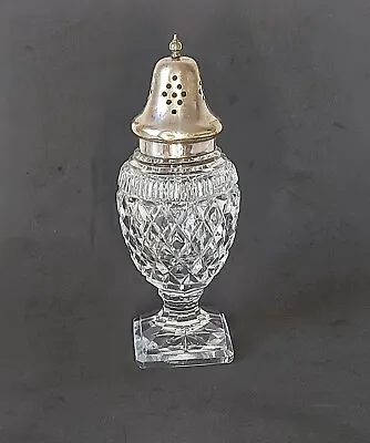 Buy Antique Cut Crystal Glass  Sugar Shaker  Silver Plated  Square Pedistal   • 32£