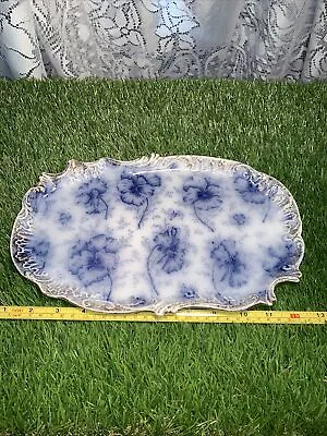 Buy Warwick China Antique Flow Blue Platter Pansy  Lovely Piece! • 31.26£