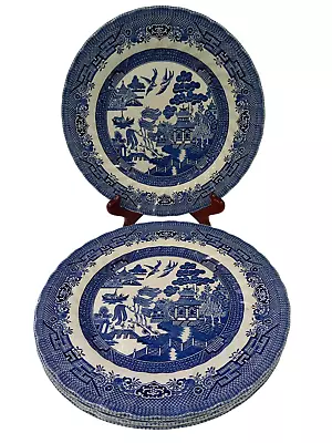 Buy Royal Wessex Blue & White Willow Pattern Plates Collection Tableware X4  • 9.99£
