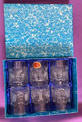 Buy Vintage Czech Herold M&M Hand Cut 24% Lead Crystal GLASSES- Set Of 6- BOXED • 49.99£