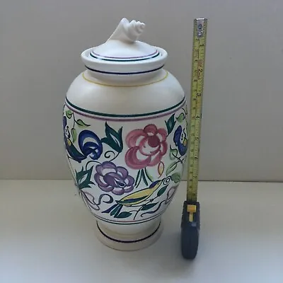 Buy Poole Pottery Urn - Floral / Purple Peacock Yellow Bird Pattern - Art Deco • 29.95£