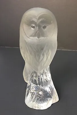 Buy Nybro Swedish Frosted Crystal Owl Figurine W/Label ~ Sweden/Scandinavian • 28.46£