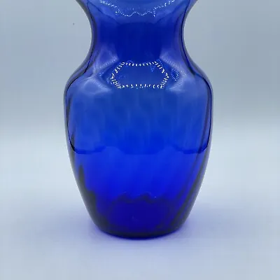 Buy Cobalt Blue Glass Swirled Design Vase • 12.48£