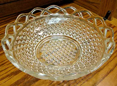 Buy Vtg Imperial Depression Glass Scalloped Laced Rim Clear 10.5  Diamond-Cut    B9 • 17.47£