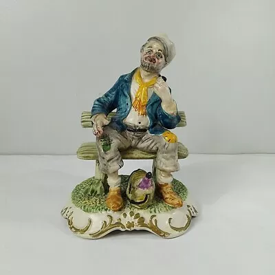 Buy Vintage Porcelain Old Man Tramp On Bench 9  Tall Made In Italy Capodimonte?! • 6.99£