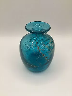 Buy Mdina Sea And Sand Vase Turquoise Glass Vase 10cm Tall • 9£